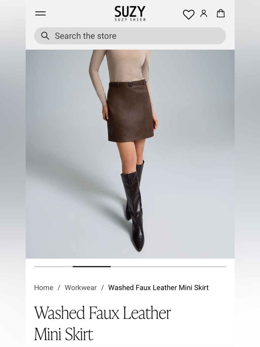 EUC women’s brown washed faux leather mini skirt Suzy shier size XXL